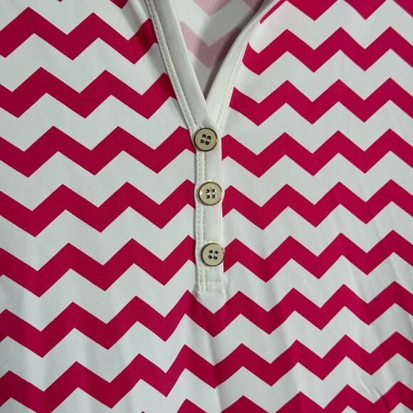 J. McLaughlin Catalina Cloth Lynn Henley Sheath Dress XS Chevron Pink White - Picture 6 of 7